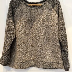 LOFT Black and Gray Crew Neck Sweater